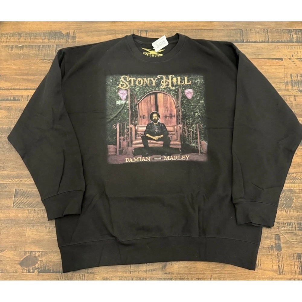 Damian Marley Crewneck Sweatshirt Mens XXL Black Stoney Hill Tour Band New $60